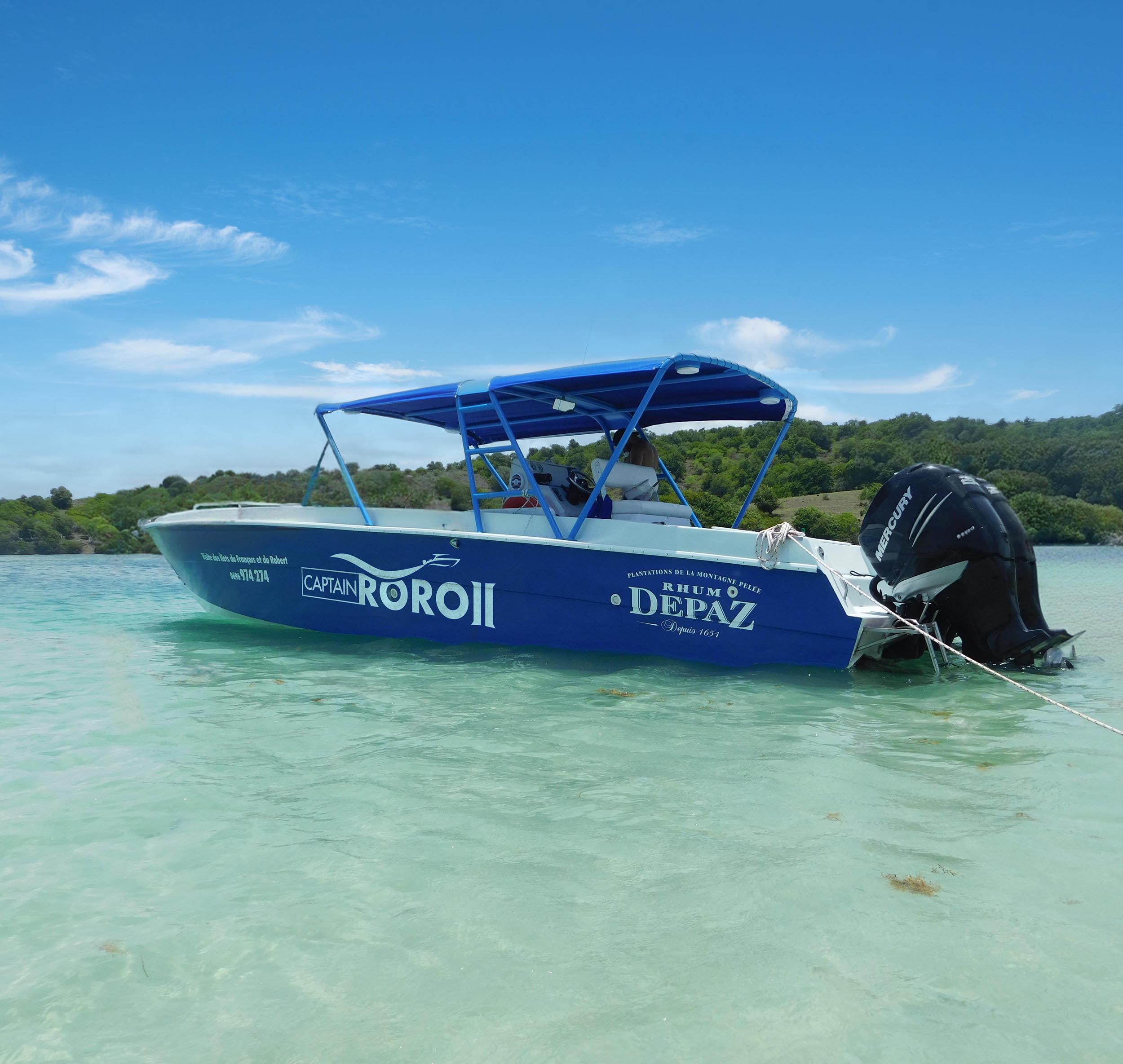 Logo sur bateau moteur Captain Roro