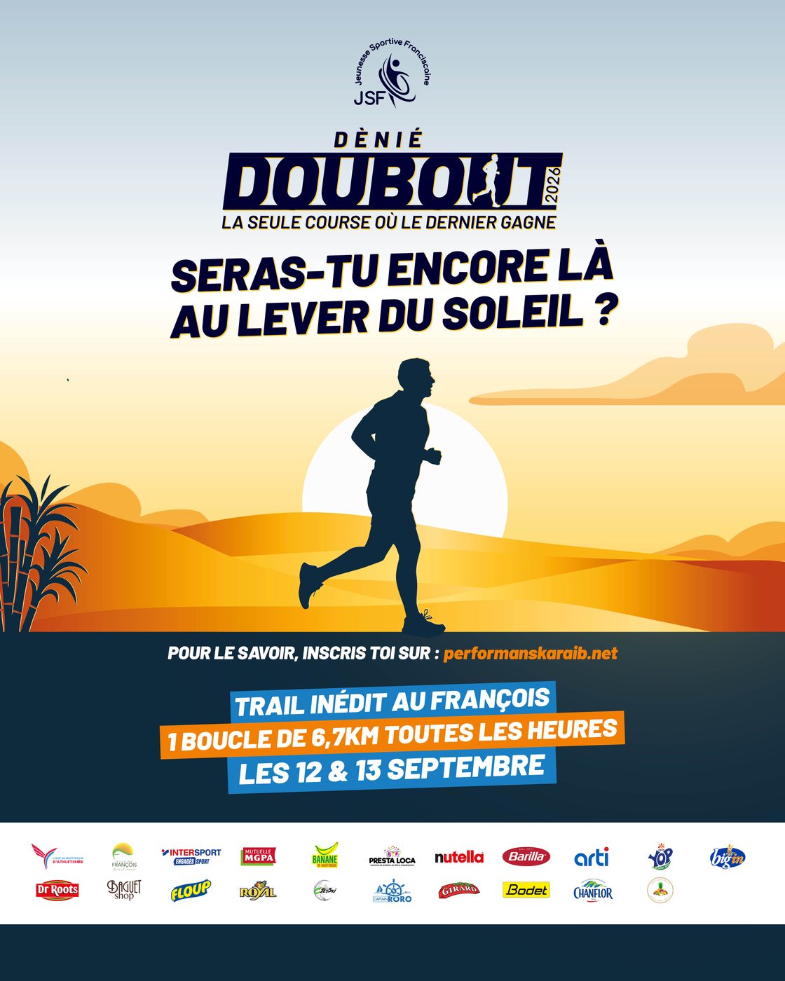 Affiche Dènié Doubout « Seras-tu encore là au lever du soleil ? »